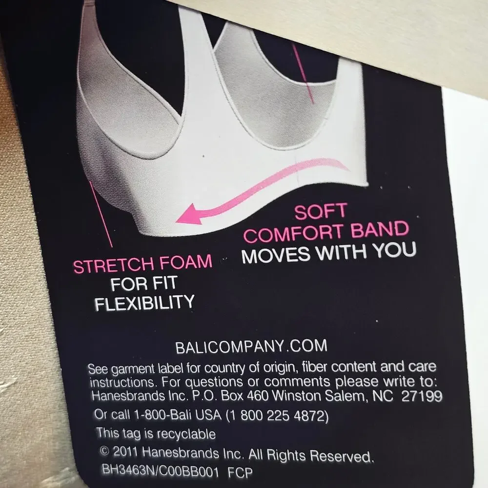 Bali Comfort Revolution Shaping Wireless Smoothing Bra NWT Style #3463 Size 38B